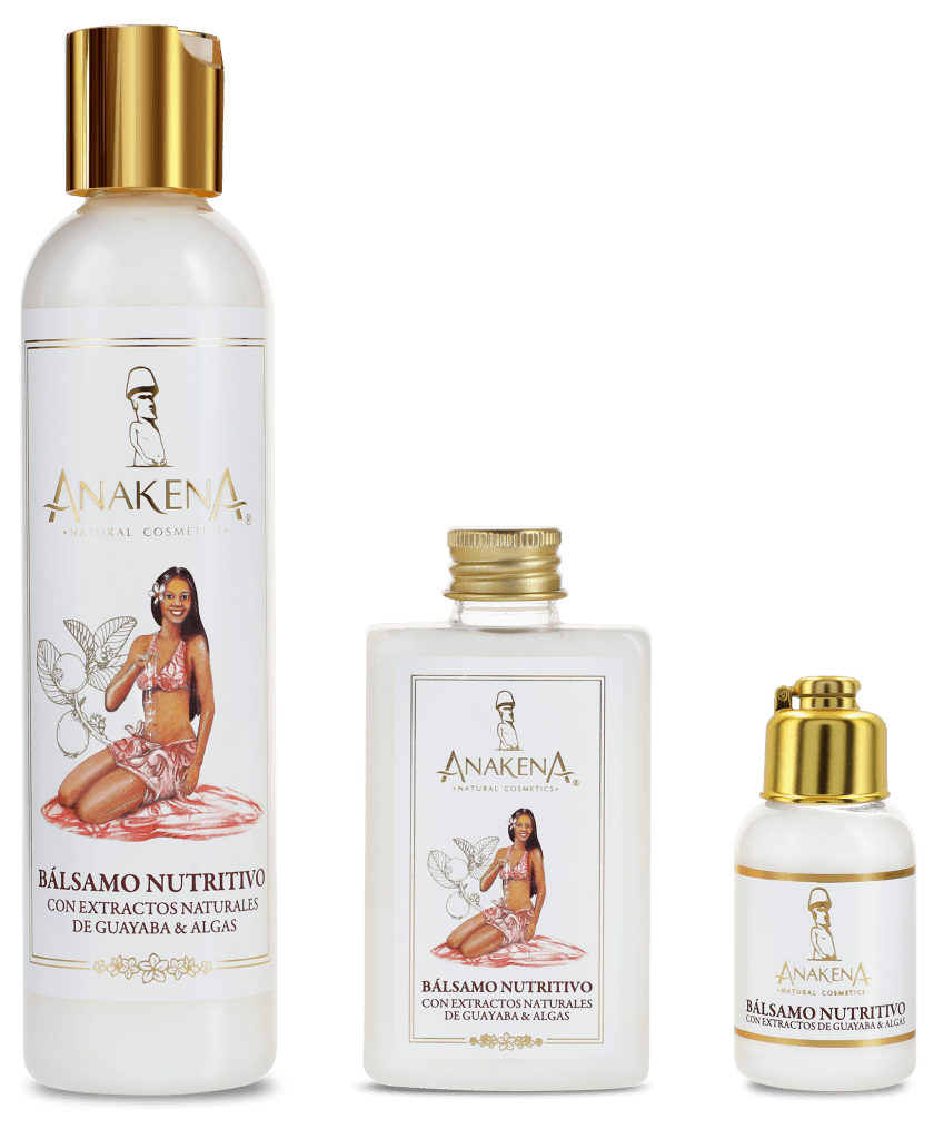 Bálsamo Nutritivo Anakena Para adaptarnos a todas tus necesidades, el Bálsamo Nutritivo Anakena está disponible en tres tamaños convenientes: el tamaño regular de 220 ml para uso cotidiano en casa, el tamaño de viaje de 85 ml perfecto para llevar en tus aventuras, y el tamaño amenity de 35 ml ideal para probar o para ocasiones especiales.
